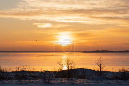 Photo for Nature of Estonia in winter. Sea sunset in the Baltic Sea. High quality photo - Royalty Free Image