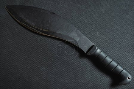 Large tactical kukri knife, close up photo. 