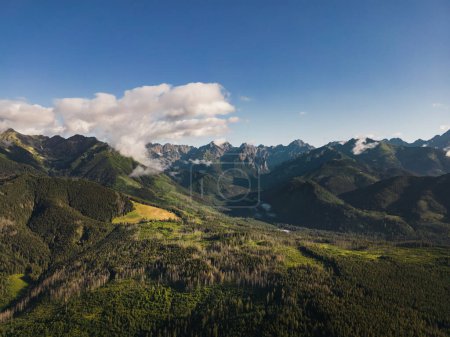 Polish Tatras Carpathians on a summer day, photo from a high altitude from a drone. 