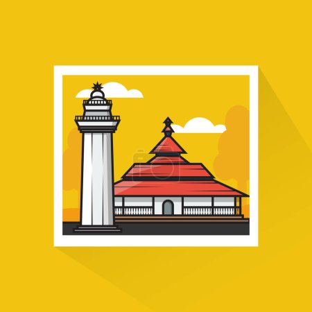 Illustration for Illustration Vector of Masjid Agung Banten in Flat Design - Royalty Free Image