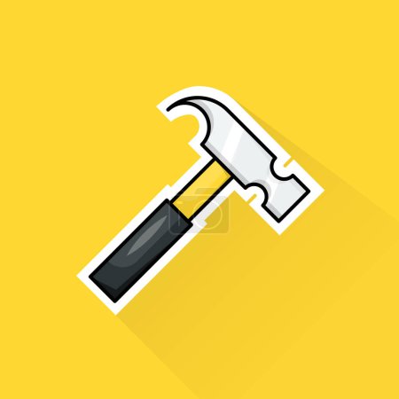 Ilustración de Ilustración Vector de martillo amarillo en diseño plano - Imagen libre de derechos