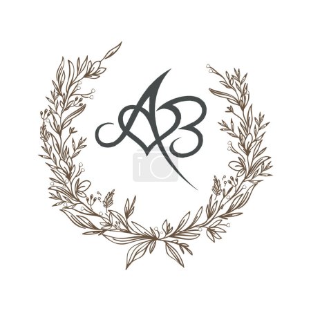 ab logo floral icône conception mariage monogramme