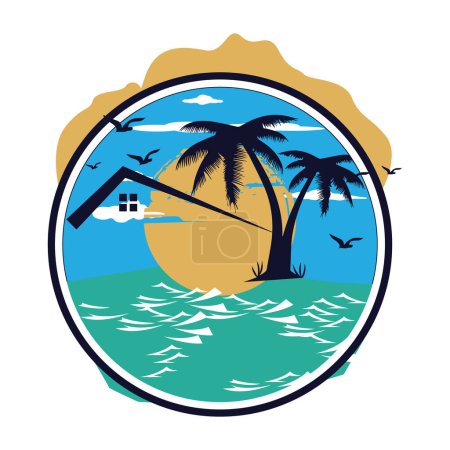 beach vector logo icon illustration design real estate tshirt t shirt