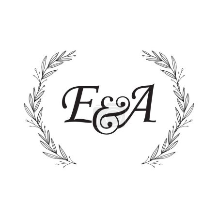 Ilustración de Letra ea logo diseño vector floral marco - Imagen libre de derechos