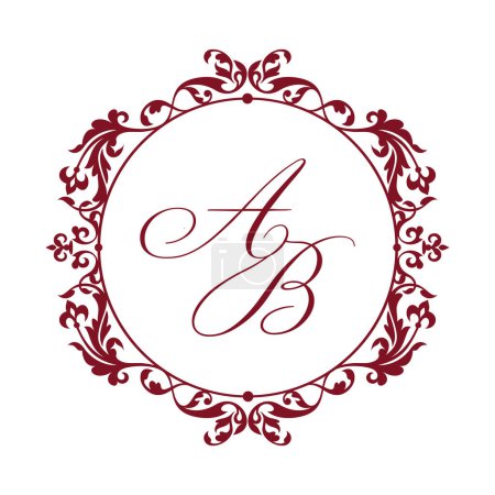 Ilustración de Ab diseño de logotipo de marco floral de lujo - Imagen libre de derechos