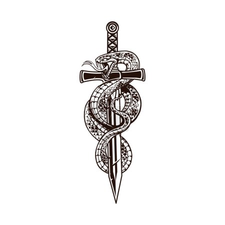 snake sword logo illustration vector