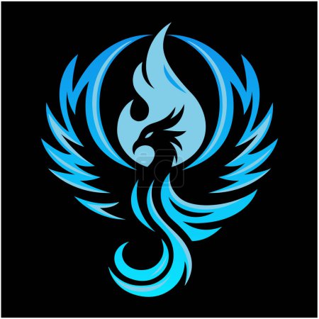  blue phoenix logo design icon