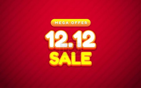 12.12 o 12 de diciembre Día de compras venta banner fondo con efecto de texto editable