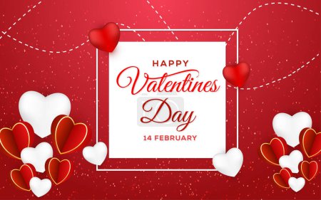 Valentine's day sale banner template with 3d romantic valentine decorations