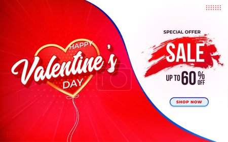 Illustration for Valentine's day sale poster or banner with sweet gift,sweet heart and text effect - Royalty Free Image