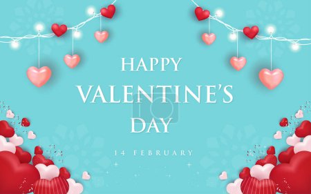 Illustration for Happy valentine's day background with realistic hearth or love shape - Royalty Free Image