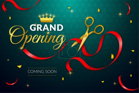Grand opening coming soon background in realistic style with editable text