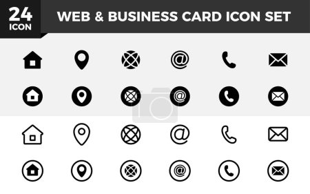 Web und Visitenkarte Icon Set. Website setzt Icon-Vektor. für Computer und Handy