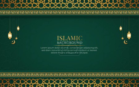 Illustration for Arabic islamic luxury ornamental background with golden arabic pattern - Royalty Free Image