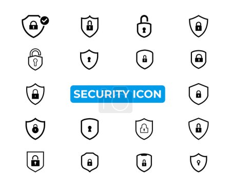 Téléchargez les illustrations : Minimal security icon set - en licence libre de droit