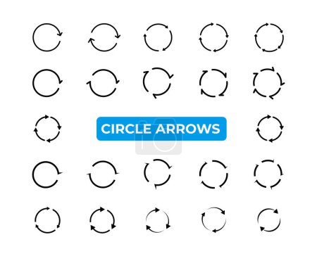 Illustration for Arrows icons set. The symbol of repetition, reloading along the trajectory of round shapes. Vector elements - Royalty Free Image