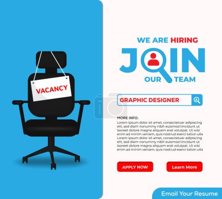 Ilustración de We're hiring vector banner design. employee vacancy announcement - Imagen libre de derechos