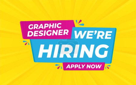 Illustration for We are hiring yellow background template design - Royalty Free Image