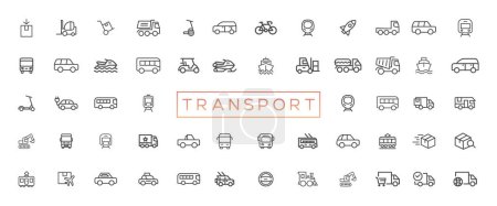 Illustration for Transport, vehicle and delivery elements - minimal thin line web icon set. Outline icons collection - Royalty Free Image