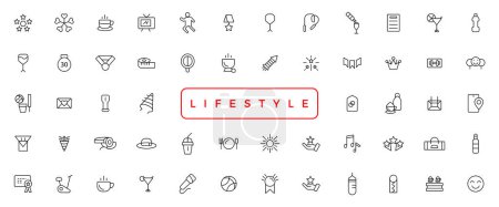 Illustration for Lifestyle and Entertainment icons. Thin line icons collectio - Royalty Free Image