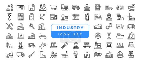 Illustration for Industry icon set. Factory, manufacturing symbol - Royalty Free Image