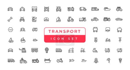 Illustration for Transport, vehicle and delivery elements - minimal thin line web icon set. Outline icons collection. Simple vector illustration. - Royalty Free Image