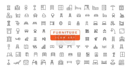 Illustration for Furniture - minimal thin line web icon set. Outline icons collection. Simple vector illustration. - Royalty Free Image