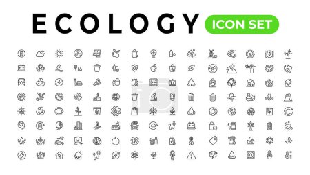 Téléchargez les photos : Ecology line icons set. Renewable energy outline icons collection. Solar panel, recycle, eco, bio, power, water - stock vector - en image libre de droit