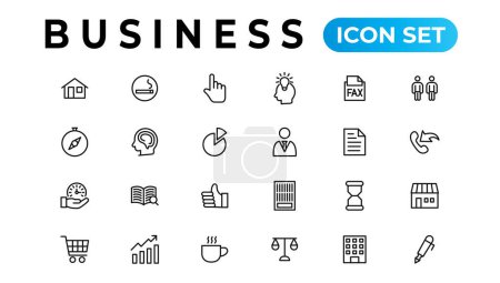 Ilustración de Business and Finance web icons in line style. Money, bank, contact, infographic. Icon collection. Vector illustration - Imagen libre de derechos