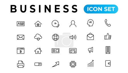 Téléchargez les illustrations : Business and Finance web icons in line style. Money, bank, contact, infographic. Icon collection. Vector illustration - en licence libre de droit