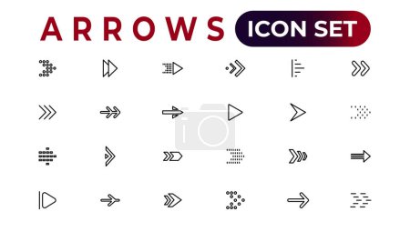 Ilustración de Arrow icons set of thin line web icon set, simple outline icons collection, Pixel Perfect icons, Simple vector illustration - Imagen libre de derechos