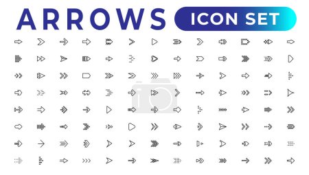 Illustration for Arrow icons set of thin line web icon set, simple outline icons collection, Pixel Perfect icons, Simple vector illustration - Royalty Free Image