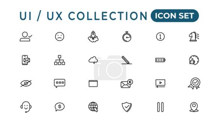 Photo for Mega set of ui ux icon set, user interface iconset collection.Set of thin line web icon set, simple outline icons collection, Pixel Perfect icons, Simple vector illustration - Royalty Free Image