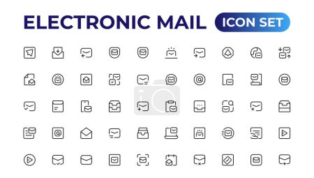 Ilustración de Conjunto de iconos. vector icono de correo electrónico. E-mail icon.Outline colección de iconos - Imagen libre de derechos