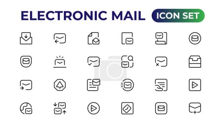 Téléchargez les illustrations : Ensemble d'icônes mail. email icône vecteur. E-mail icon.Outline icon collection - en licence libre de droit
