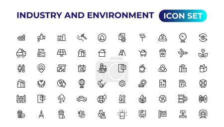 Ilustración de Conjunto de iconos esbozados relacionados con la energía verde, renovable, fuentes alternativas de energía. Eco colección de iconos. Esquema colección de iconos - Imagen libre de derechos