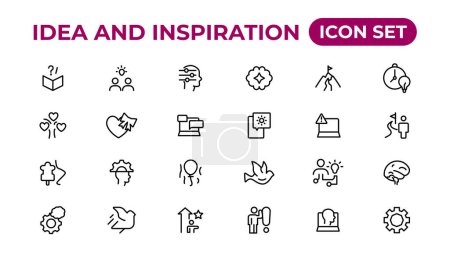 Illustration for Idea and inspiration outline icons collection.Outline icon - Royalty Free Image