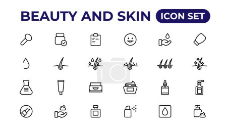 Illustration for Beauty. Attributes of beauty for men and women.Skin care line icons set. - Royalty Free Image