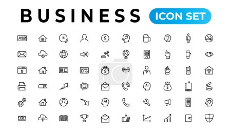Illustration for Business and Finance web icons in line style. Money, bank, contact, infographic. Icon collection. Vector illustration - Royalty Free Image