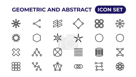 Illustration for Geometric brutalism forms sticker.Outline icon collection - Royalty Free Image