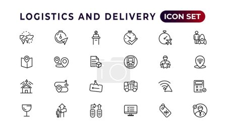 Illustration for Logistics and delivery linear icons collection.Set of thin line web icon set, simple outline icons collection, Pixel Perfect icons, Simple vector illustration - Royalty Free Image