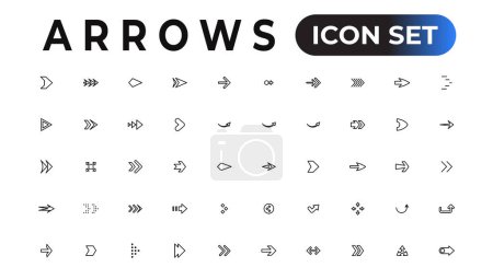 Illustration for Arrow icons set of thin line web icon set, simple outline icons collection, Pixel Perfect icons, Simple vector illustration - Royalty Free Image