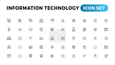 Ilustración de Information technology line icons collection. Big UI icon set in a flat design. Thin outline icons pack - Imagen libre de derechos