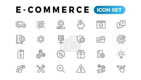 Illustration for E-commerce icon set. Online shopping and delivery elements. E-business symbol. Icons vector collection. - Royalty Free Image