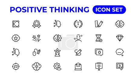 Illustration for Positive thinking line icons collection.Thin outline icons pack - Royalty Free Image