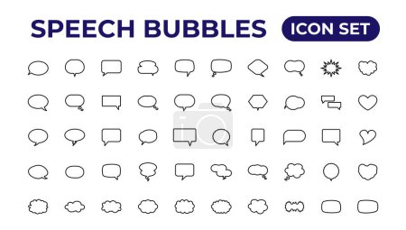 Illustration for Speech bubbles icon set.Thin outline icons pack - Royalty Free Image