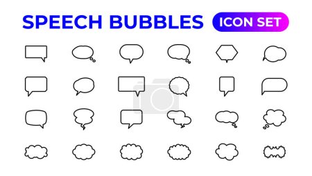 Illustration for Speech bubbles icon set.Thin outline icons pack - Royalty Free Image