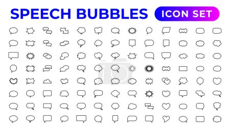 Ilustración de Juego de iconos de burbujas de voz. Paquete de iconos de contorno delgado - Imagen libre de derechos
