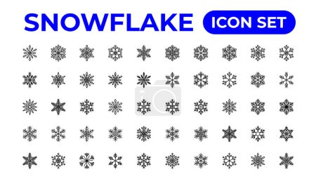 Téléchargez les illustrations : Icônes flocon de neige collection.Thin icônes de contour pack - en licence libre de droit