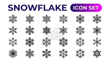 Ilustración de Copo de nieve iconos collection.Thin esquema iconos pack - Imagen libre de derechos